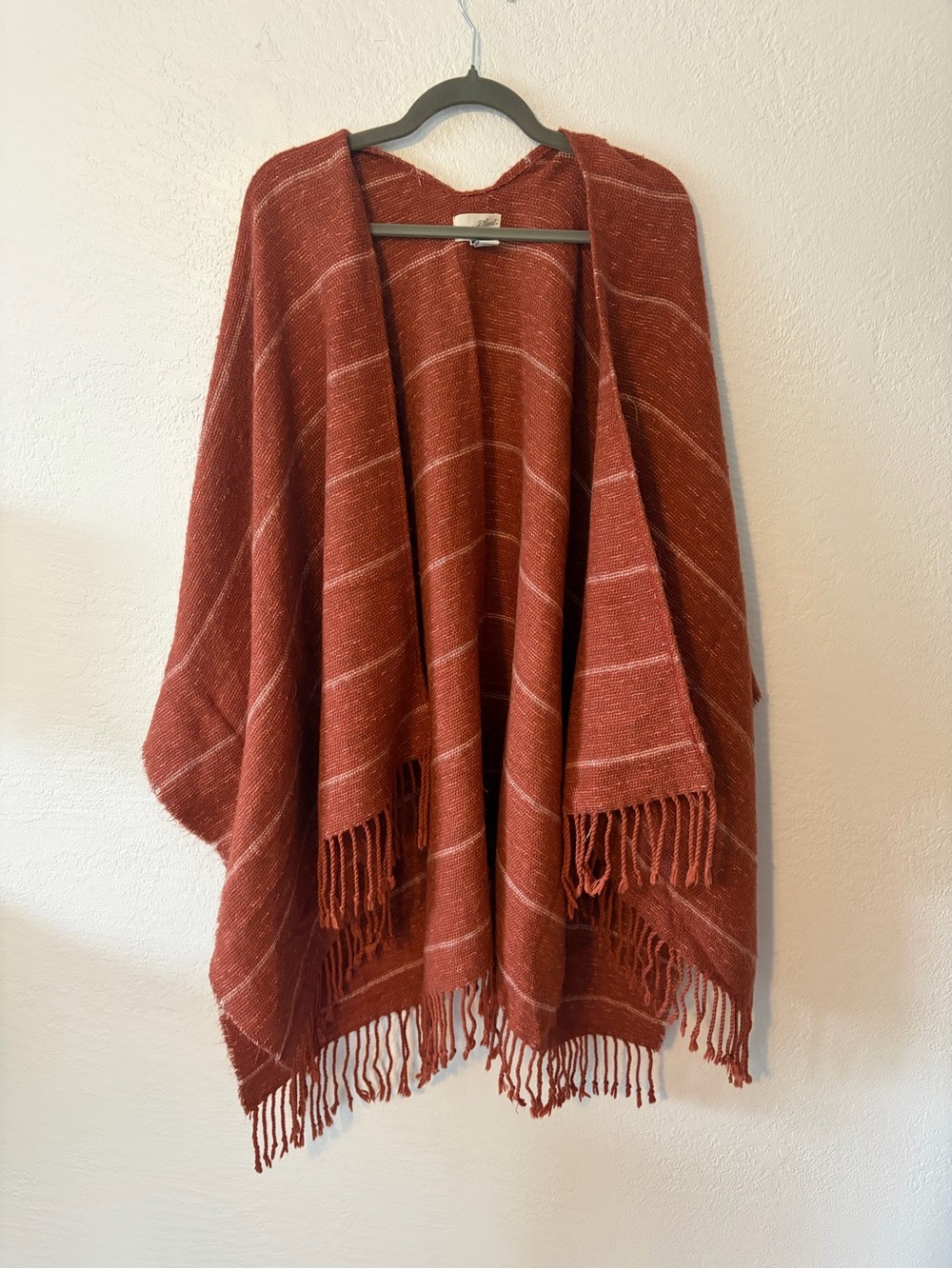 Universal Thread Rust Open-Front Fringe Poncho